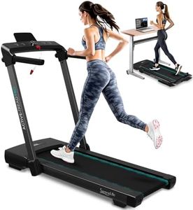 SereneLife 2 in 1 Foldable Treadmill & Walking Pad with Remote Control, Under Desk Storage, Speed 8.7MPH, 2.5HP, Bluetooth Integration,12 Exercise Programs, Walking or Jogging, 265lbs Capacity