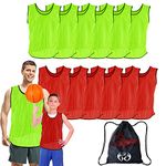 Perzomido Soccer Scrimmage Team Practice Jersey, Scrimmage Vests Team pinnies Jerseys, 12 Pcs, Large