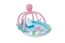 INTEX 56138EP Friendly Octopus Inflatable Play Center: Water Slide – Octopus Water Sprayer – Padded Landing Mat – Inflatable Rings – 92" x 72" x 59"