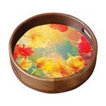 VILIVS Wood Trays Enamel Coated| Round Wooden Serving Trays | Kitchen&Dining Decorative | Resin Tray | Handmade (Design 1)-VVWRT01