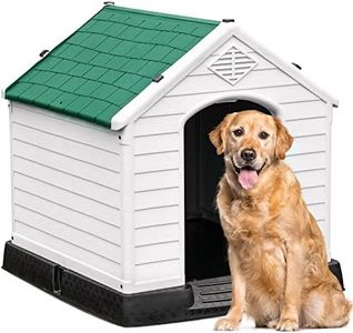 YITAHOME 41'' Large Plastic Dog House Outdoor Indoor Doghouse Puppy Shelter Water Resistant Easy Assembly Sturdy Dog Kennel with Air Vents and Elevated Floor (41''L*38''W*39''H, Green)