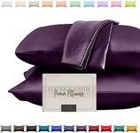 Elegant Comfort Silky and Luxurious 2-Piece Satin Pillowcase Set for Healthier Skin and Hair, Hidden Zipper Closure and Beautifully Packaged, Satin Pillowcase Set, Standard/Queen, Purple