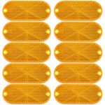 10 Pack Front Reflector Oval Reflector for Driveway Fence Gate Posts Trailers Safety Reflectors Automobiles Boats Mailboxes Reflector with Center Mounting Hole (Yellow)