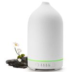 Gooamp 200ML Ceramic Diffuser,Aromatherapy Diffuser,Essential Oil Diffuser with 7 Color Lights Auto Shut Off for Home Office Room, White Base (1/3/6/ON hrs Working time)