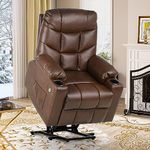 YITAHOME Recliner Armchair, Power Massage Lift Recliner Chair with Heat Vibration for Elderly, Heavy Duty Safety Motion Reclining Mechanism, Faux Leather Electric Reclining Chairs (Brown)