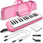 CAHAYA Melodica 32 Keys Double Tubes Mouthpiece Air Piano Keyboard Musical Instrument with Carrying Bag 32 Keys, Pink, CY0050-3