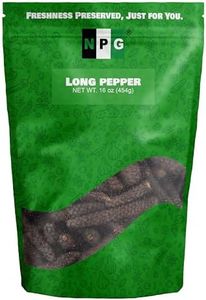 NPG Long Pepper 16 Oz, Whole Long Black Pepper, Longum Black Peppercorns, Pippali Aromatic Spice for Indian, Middle Eastern, and Mediterranean Cuisine, Strong Flavor Enhancer