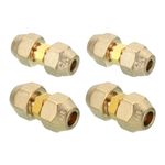 PATIKIL Pipe Extension Joint Connector Set, 4pcs Free Welding AC Copper Pipe Coupling Adapter with Flare Nuts for Copper Pipe Diameter 1/4" and 3/8" Refrigeration HVAC