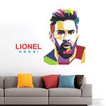 StickMe 'Lionel Messi - Football - Sports - Inspiration - Colorful - Warp - Art - Creative Wall Sticker ' -SM587 (Multi Colour, Vinyl - 60cm X 60 cm)