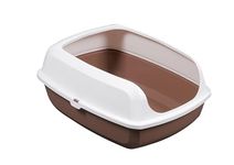 AllPetSolutions Cat Litter Tray - Plastic Kitty Litter Pen with Raised Rims, Low Open Front - Strong Deep Toilet Enclosure - Pet Supplies for Housetraining, Travel - 450x330x185mm