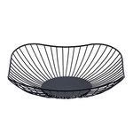 IBWell Short Curved-Edge Modern Creative Stylish Single Tier Dish,Metal Iron Wire Fruit Vegetables Bread Decorative Stand Serving Bowls Basket Holder (Square Dish) (Black)