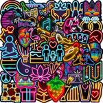 SHIVOID® Vinyl Pack of 51 Graffiti Lamp Neon Stickers for Laptop, Journal, Bike Helmet, Diary, Guitar, Mobile