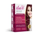 Iba Hair Colour for Women - Burgundy Red, 70g | 100% Pure Henna Based Powder Sachet | Natural Hair Colour & Long Lasting with Conditioning Formula | Reduced Hair Fall & Hair Damage | Shine & Nourish Hair | Free from Ammonia and Other Harmful Chemicals | Herbal Hair Powder for Hair Color | Burgundy Red Henna