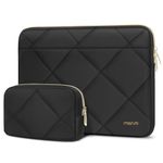 MOSISO Laptop Sleeve Compatible with MacBook Air/Pro, 13-13.3 inch Notebook, Compatible with MacBook Pro 14 inch M3 M2 M1 2024-2021, Rhombus Quilted Horizontal Bag Cover with Small Case, Black