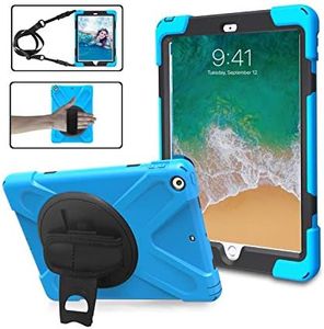 iPad Air 1st Genearton Case for Kids 2013 | TSQ iPad Air First Generation Case Rugged Shockproof | Three Layer Durable Case w/Stand Hand Shoulder Strap for iPad Air 1 A1474 A1475 A1476 | Skybue