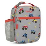 Bentgo Kids Insulated Lunch Tote - Water-Resistant, Reusable, Lightweight & Durable Lunch Bag with Water Bottle Holder & Exterior Pocket, Fits Lunch Box & Water Bottle - Ideal for Ages 3+ (Trucks)