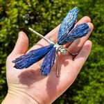 RJINGSHI Natural Electroplated Blue Tourmaline Dragonfly Decor Collection Natural Home Decor Dragonfly Statue Healing Crystals Dragonfly Gift for Women