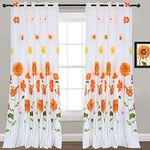 EVENHUG Orange Floral Botanical Garden Curtains Sunflower Print Room Darkening Window Panel Drapes Set for Living, Dining, Bedroom, Pair of 2 Pcs Window Curtain(Sunflower Curtain, 55″x84″)