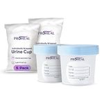 Sterile Urine Specimen Cups with Lids (5PK) - 4 oz. Sample Urine Cups for Specimen Collection - Individually Wrapped Urine Cups for Testing - Stool, Semen Analysis, and Pee Cup
