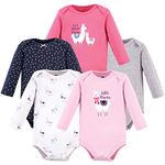 Hudson Baby unisex-baby Cotton Long-sleeve Bodysuits, Little Llama 5-pack, 0-3 Months