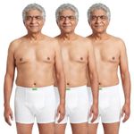 Pristine Life | Leakproof Mens Trunks Underwear | 3-Layer Hygienic Absorbent | Leakproof Crotch | Antimicrobial & Quick-Dry | Absorbs 35ml Of Leaks | Pack Of 3 | White | L