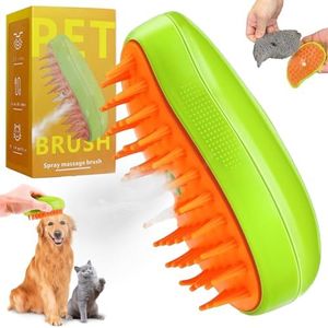 Steamy Cat Brush,Spazzola per gatti 3 in 1,spazzola a vapore autopulente per gatti,spazzola a vapore per massaggi,spazzola per la cura degli animali domestici (Green)
