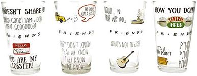 Silver Buffalo FRD30462 Friends Multi Quote Pint Glass Set, 16-Ounce, 4-Piece