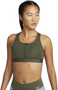 Nike Women's Polyester Wire Free Sports Bra (DD1206-325_Cargo Khaki/White_L)