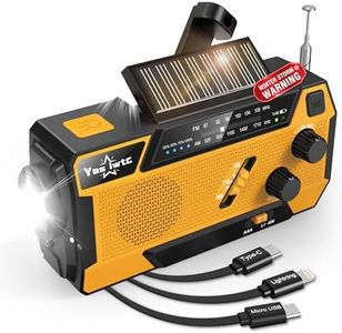 Yestiwc 2000mAh NOAA Emergency Crank Radio with 3 Built-in Cables, Emergency Weather radio with Phone Charger, Solar Charge, Hand Crank & Battery Operated, SOS Alarm&Flashlight for Hurricane Emergency