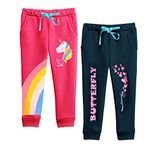 Kuchipoo Girls Regular Fit Track Pants - Pack of 2 (KUC-LOW-130, Pink & Navy, 9-10 Years)