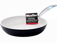 Mueller HealthyStone 12-Inch Fry Pan, Heavy Duty Non-Stick German Stone Coating Cookware, Aluminum Body, Even Heat Distribution, No PFOA or APEO, EverCool Stainless Steel Handle, Black