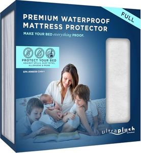 UltraBlock Ultra Plush Premium Waterproof Mattress Protector (Full) – Breathable, Vinyl Free, Noiseless Mattress Cover, Fitted Style with Deep Pockets (15-18"), Bedwetting, Dorm Room Essentials