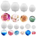 10 Pcs Sphere Resin Moulds, SENHAI 3D Ball Shape Silicone Moulds Various Round Size Epoxy Moulds for DIY Crafts, Jewelry Making, Home Decoration