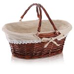 Dicunoy Wicker Basket with Handle, Easter Picnic Basket, Small Willow Empty Gift Baske for Fruit, Candy, Wine, Egg Gathering Storage (12.5" x 9.8" x 5")