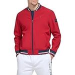 Tommy Hilfiger Men's Lightweight Varsity Rib Knit Bomber Jacket Shell, Red, L