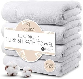 MAURA White Extra Large Turkish Cotton Luxury Bath Towels Set of 4. Ultra-Soft, Thick & Plush Towels for Bathroom - Pure White