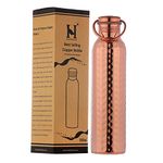 HealthGoodsIn - Pure Copper Hammered Water Bottle with Carrying Handle 1000 ML | Seamless Leakproof Water Bottle for Ayurvedic Benefits