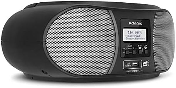 TechniSat DIGITRADIO 1990 - Stereo-Boombox mit DAB+/UKW-Radio und CD-Player (Bluetooth-Audiostreaming, Kopfhöreranschluss, USB, AUX in, Ladefunktion, Uhr, 2 x 1,5 Watt Ausgangsleistung) schwarz
