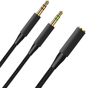 Arzweyk Headphone Splitter 2 in 1 Y Splitter Replacement Audio Extension Cable Compatible with HyperX Cloud II/Cloud Alpha/Cloud Flight/Cloud Silver/Cloud Flight/HyperX CloudX Series Headphone,6.5FT