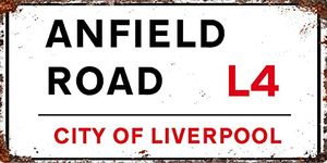 Vintage Retro Man Cave Bar Pub Shed Novelty Gift Aluminium Metal Tin Wall Dcor Large 28x14cm Sign - Anfield Road Liverpool Rustic