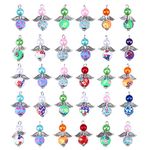 Amosfun 30pcs Angel Charm Colorful Angel Wing Pendant Pearl Beads Jewelry Making DIY Crafting Accessories for Necklace Bracelet Earring(Mixed)