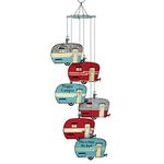 Sunset Vista Designs Happy Campers Retro Trailer Wind Chimes - 6 Weathered Galvanized Metal Signs