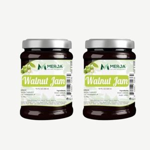 Merja Herbs Mediterranean Green Walnut Jam - Contains Iodine - 100% Natural Premium Quality, 330ml 11.16 Oz, Pack of 2