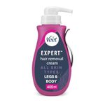 Veet Expert Hair Removal Cream 400 ml, Fast-Acting Depilatory for Women, All Skin Types, Suitable On Arms, Legs, Underarms, Bikini, Hydrating Formula, Effective in 2 Minutes