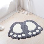 ele ELEOPTION Non Slip Bath Mat, Fast Dry Bathroom kitchen Mats Lovely Feet Patterned Soft Comfortable Water Absorbent Stylish Non-Slip Backing for Bedroom, Kitchen, Hallway, Doorway, 67x48CM, Gray