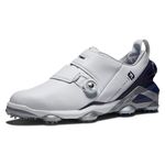 FootJoy 55508095M Men's Tour Alpha Dual Boa Golf Shoe, 9.5 UK Medium, White/Navy/Grey