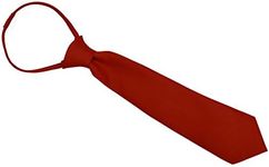 Boys Solid Satin Long Tie From Baby to Teen, Red, 16-20