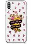 "Pizza Is Soulmate" (Clear) Slim Phone Case for iPhone X/XS, for iPhone 10 | Clear Silicone TPU Protective Lightweight Ultra Thin Cover Pattern Printed | Quirky Weird Funny Food Love