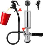 Dbgogo 4” Beer Keg Tap Keg Pump, American D System Beer Keg Party Pump Picnic Pump with Picnic Tap Faucets & Beer Line, Stainless Probe Portable Hand Pump Draft Beer Faucet with 2 Hose Clamps