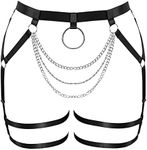 PETMHS Plus Size Women's Harness Garter Belt Body Cage Women's Full Cage Hollow Frame Gothic Lingerie Rave Club Party Charm Accessories, Black98, One Size